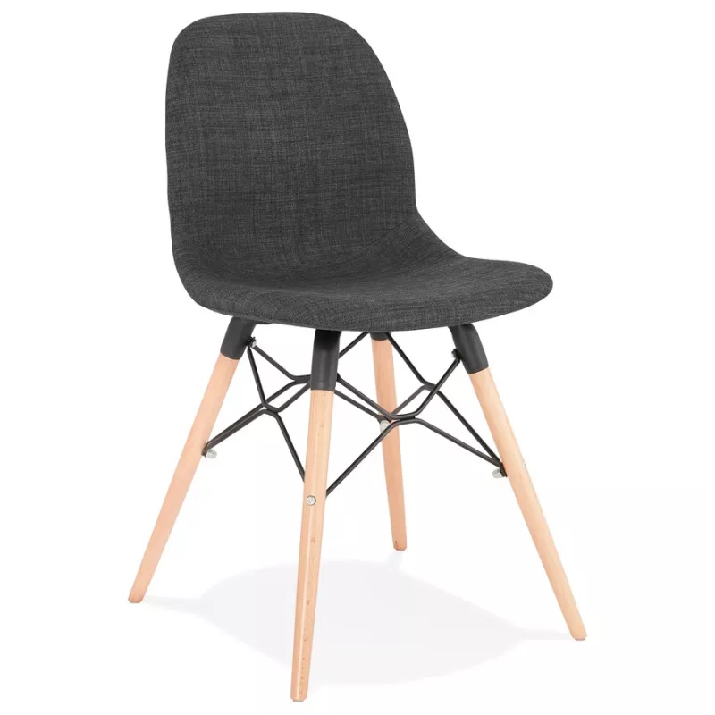 Design chair and Scandinavian fabric feet wood natural finish and black MASHA (anthracite grey) to associate with Comfortable Ch