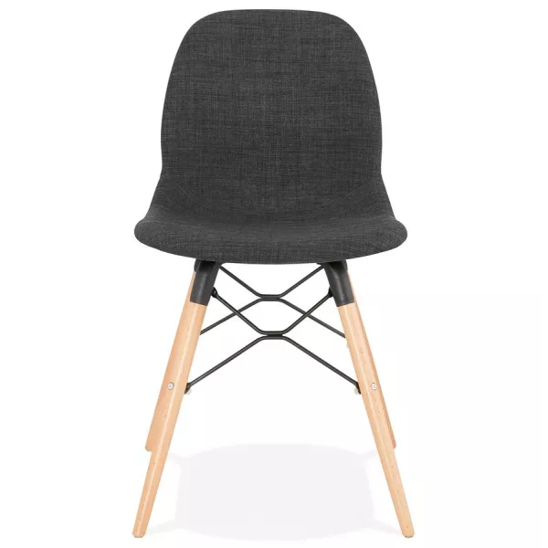 Silla de diseño y tejido escandinavo pies de madera acabado natural y MASHA negro (gris antracita) asociarse con Sillas plegable