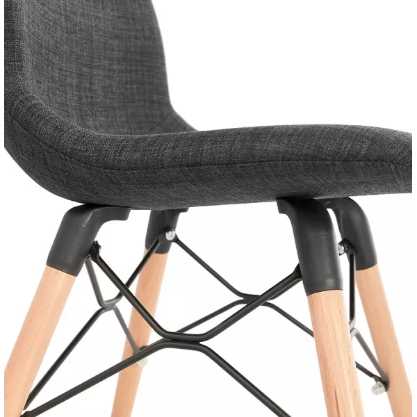 Chaise design et scandinave en tissu pieds bois finition naturelle et noir MASHA (gris anthracite) à associer à Chaises Avec Acc