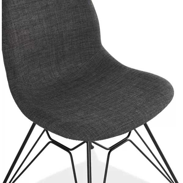 Chaise design industrielle en tissu pieds métal noir MOUNA (gris anthracite)