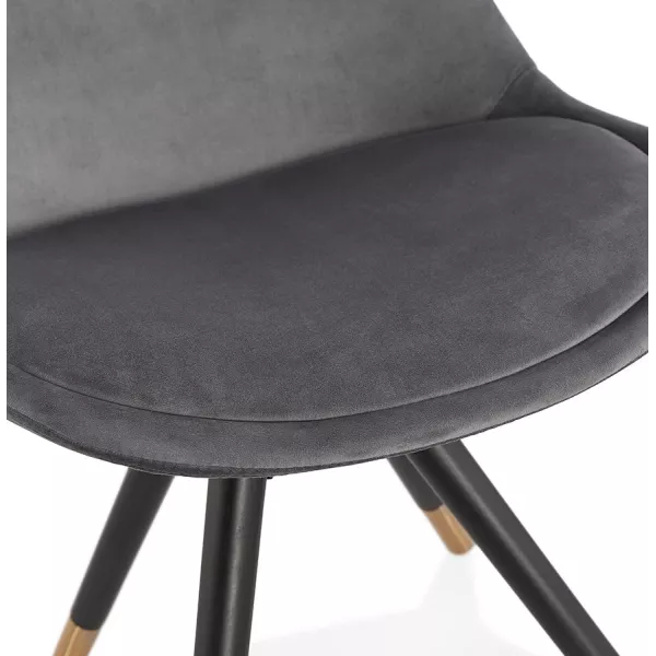 Chaise vintage et rétro pieds noirs et dorés SUZON (gris)