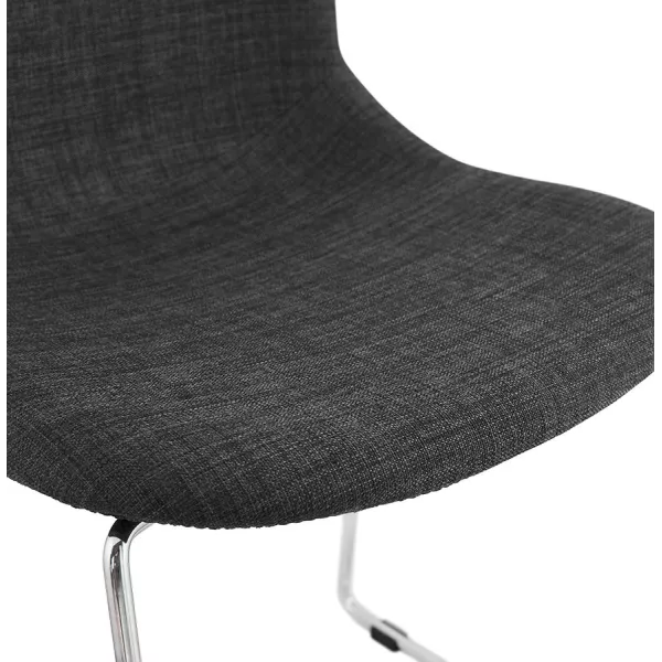 Chaise design empilable en tissu pieds métal chromé MANOU (gris anthracite)