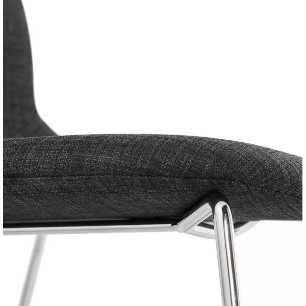 Chaise design empilable en tissu pieds métal chromé MANOU (gris anthracite)