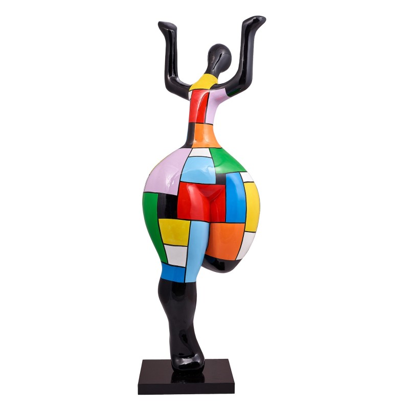 Escultura decorativa de estatua saque de diseño FEMME BRAS LEVES en resina H150 cm (Multicolor) asociarse con Objetos Decorativo