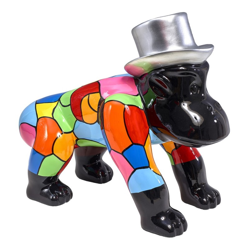 Statue sculpture décorative design GORILLE 4 PATTES en résine H40 cm (Multicolore)