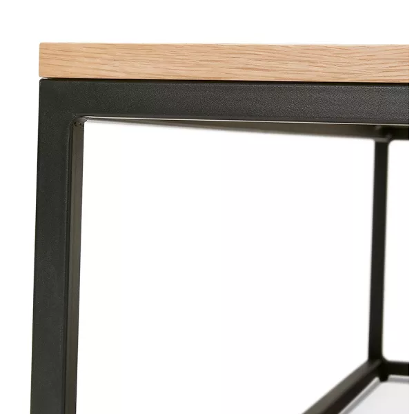 Table basse design en bois et métal noir ROXY (finition naturelle) à associer à Tables Basses Rembourrées Pour Un Confort Optima