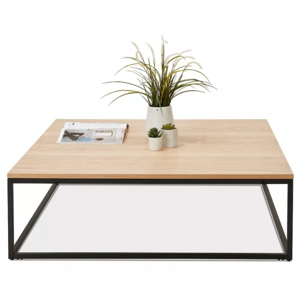 Mesa de centro de diseño de madera y metal negro ROXY (acabado natural) asociarse con Mesas de centro vintage para un toque retr