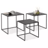 Set de 3 Tables gigognes style industriel en bois et métal noir ROSY (noir)