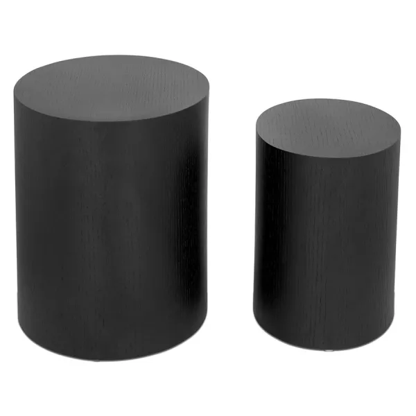 Set de 2 tables d'appoint design en bois RUSSEL (noir)