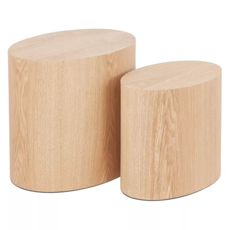 Set de 2 tables d'appoint design en bois RUSSEL (finition naturelle)