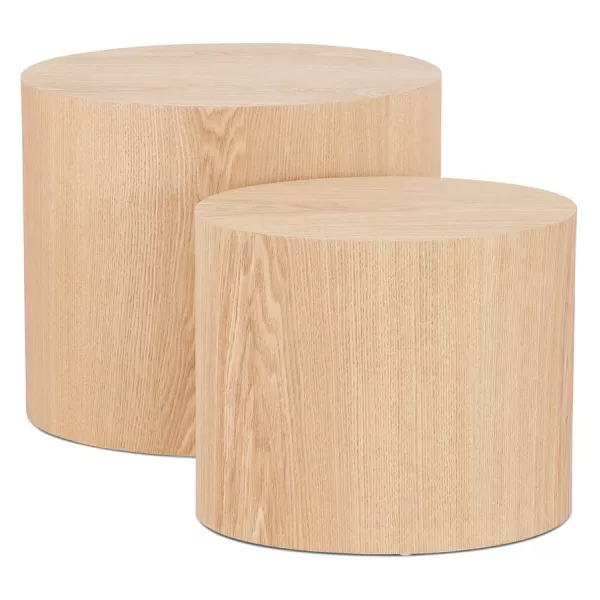 Set de 2 tables d'appoint design en bois RUSSEL (finition naturelle)