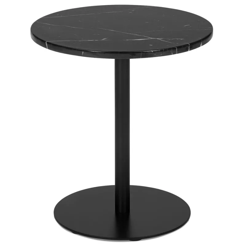 ROXANE (black) round marble design side table to associate with Stackable Coffee Tables to Save Space