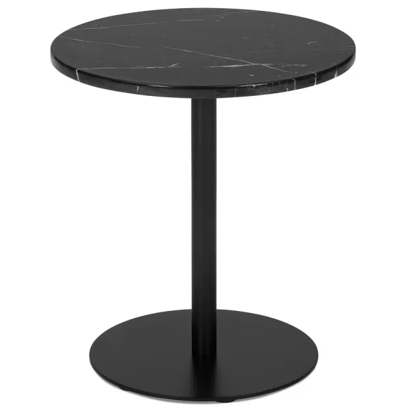 Table d'appoint design ronde en marbre ROXANE (noir) à associer à Tables Basses Pliantes Pratiques Et Robustes