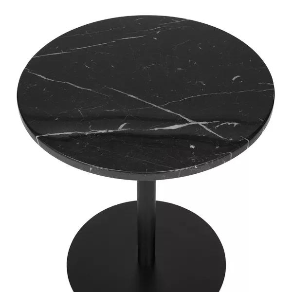 Table d'appoint design ronde en marbre ROXANE (noir) à associer à Tables Basses Scandinaves Au Design Épuré