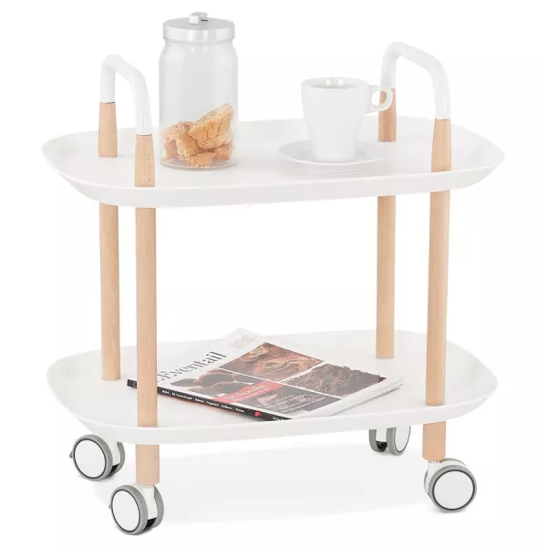 Rolling table, service design RAVEN (white) to associate with Modern Coffee Tables for an Elegant Interior