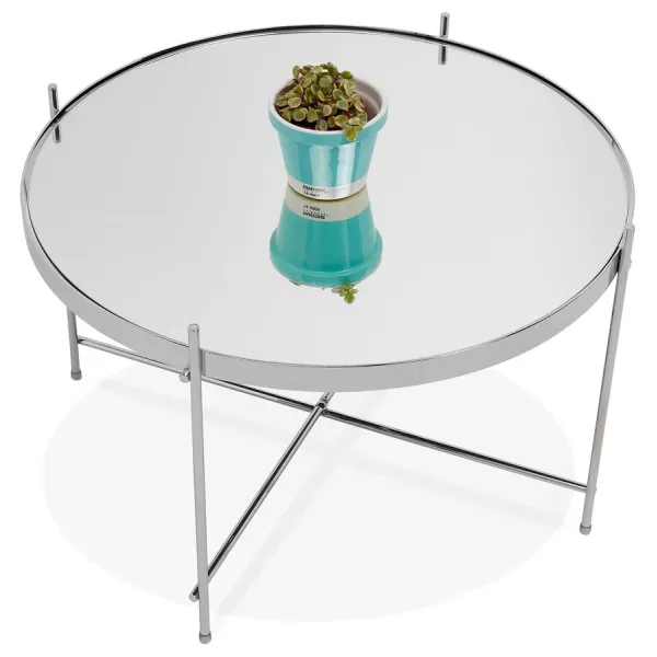 Table basse design, table d'appoint RYANA MEDIUM (chrome)