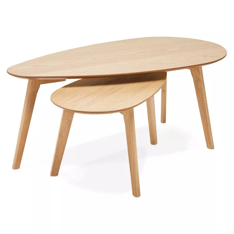 RAMON oval wooden design tables (natural finish) to associate with Upholstered Coffee Tables for Optimal Comfort