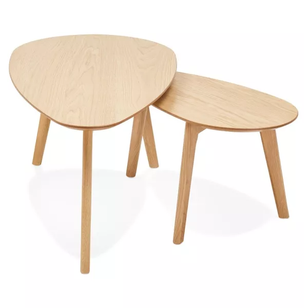 RAMON oval wooden design tables (natural finish) to associate with Upholstered Coffee Tables for Optimal Comfort