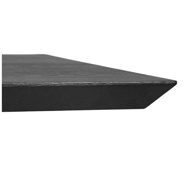 Table à manger design en bois et métal acier brossé (200x100 cm) CATHALINA (noir)