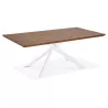 Table à manger design en bois et métal blanc (200x100 cm) CATHALINA (noyer)