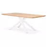 Table à manger design en bois et métal blanc (200x100 cm) CATHALINA (finition naturelle)