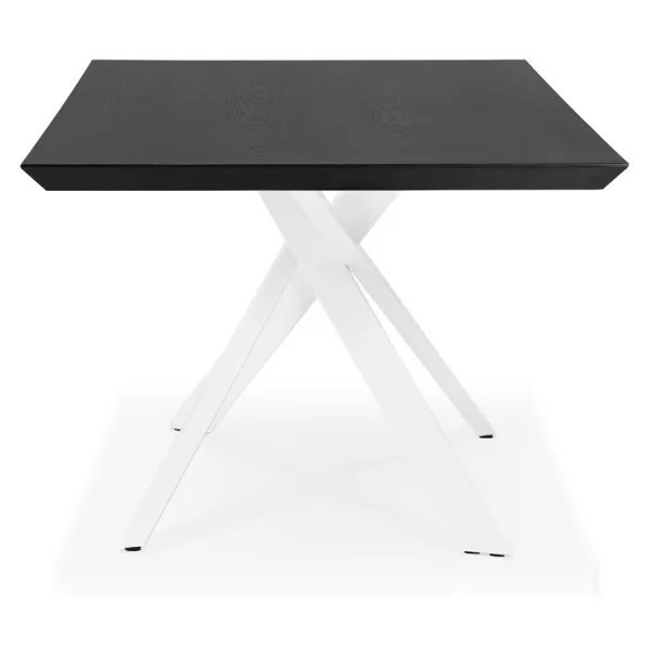 Table à manger design en bois et métal blanc (200x100 cm) CATHALINA (noir)