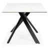 Table à manger design en céramique et métal noir (180x90 cm) FLORINA (blanc)