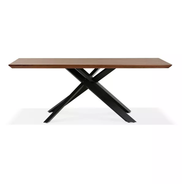 Table à manger design en bois et métal noir (200x100 cm) CATHALINA (noyer)