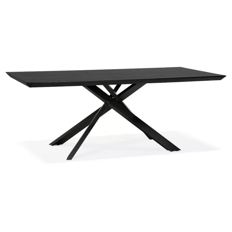 Table à manger design en bois et métal noir (200x100 cm) CATHALINA (noir)