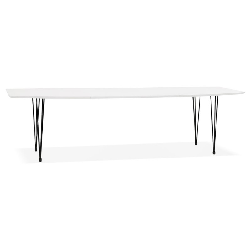 Mesa de comedor de madera extensible y pies de metal negro (170/270cmx100cm) JUANA (blanco mate) asociarse con Mesa de comedor i