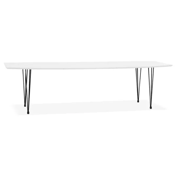 Extendable wooden dining table and black metal feet (170/270cmx100cm) JUANA (matte white) to associate with Dining Table With Ar