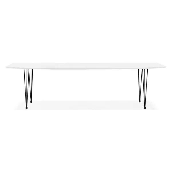 Extendable wooden dining table and black metal feet (170/270cmx100cm) JUANA (matte white) to associate with Stackable Dining Tab