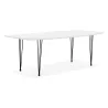 Extendable wooden dining table and black metal feet (170/270cmx100cm) JUANA (matte white) to associate with Comfortable Dining T