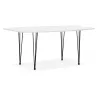 Mesa de comedor de madera extensible y pies de metal negro (170/270cmx100cm) JUANA (blanco mate) asociarse con Mesa de comedor d