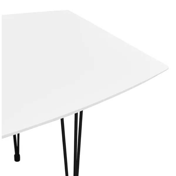 Extendable wooden dining table and black metal feet (170/270cmx100cm) JUANA (matte white) to associate with Modern Dining Table 