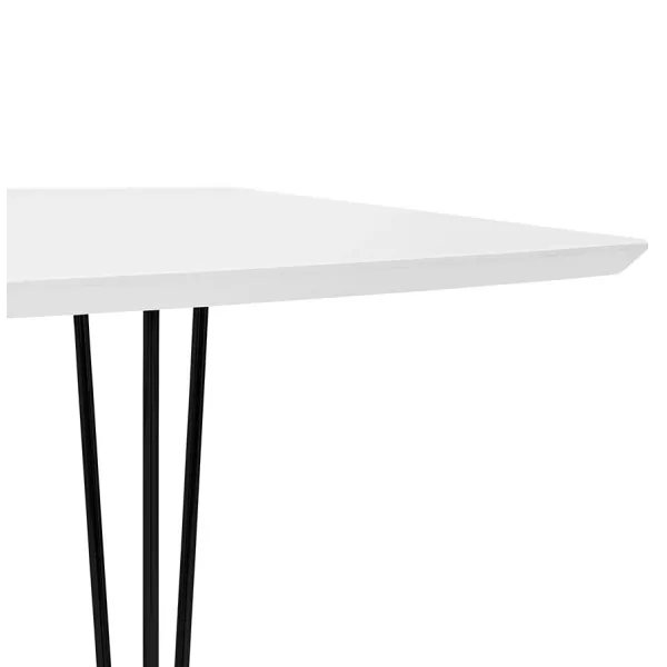 Mesa de comedor de madera extensible y pies de metal negro (170/270cmx100cm) JUANA (blanco mate) asociarse con Mesa de comedor d