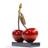 Statue design decorative sculpture cherry DOUBLE resin H46 cm (red) to associate with Scandinavian Decorative Objects With a Cle