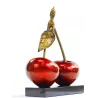 Statue design decorative sculpture cherry DOUBLE resin H46 cm (red) to associate with Scandinavian Decorative Objects With a Cle