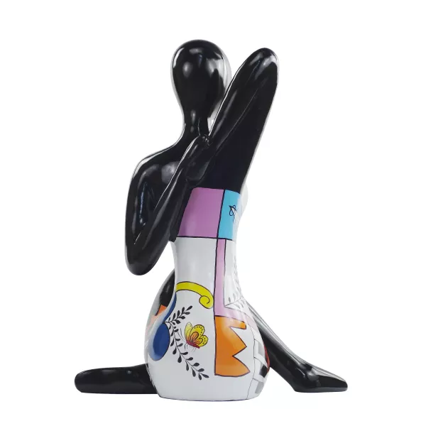 Progettare la statua di seduta della donna scultura decorativa in resina H54 cm (multicolor)