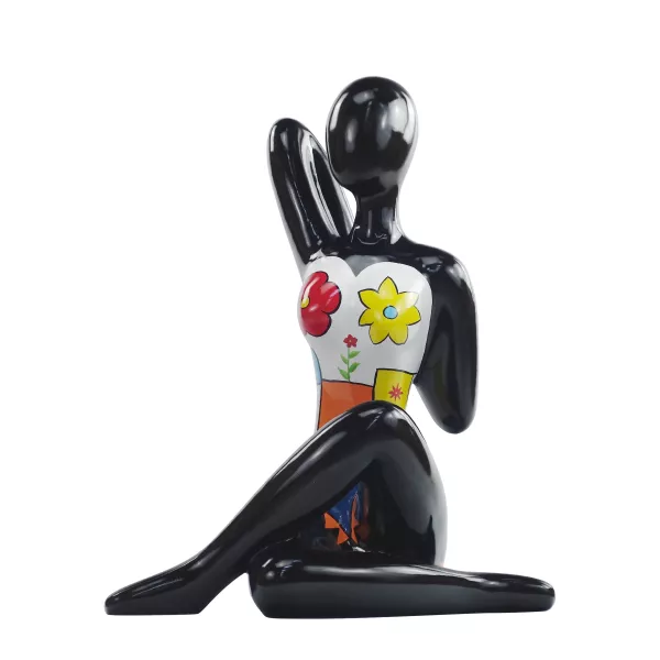 Progettare la statua di seduta della donna scultura decorativa in resina H54 cm (multicolor)