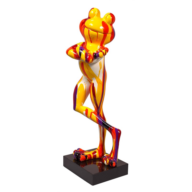 Statue sculpture décorative design GRENOUILLE DEBOUT TRASH en résine H77 cm (Multicolore)