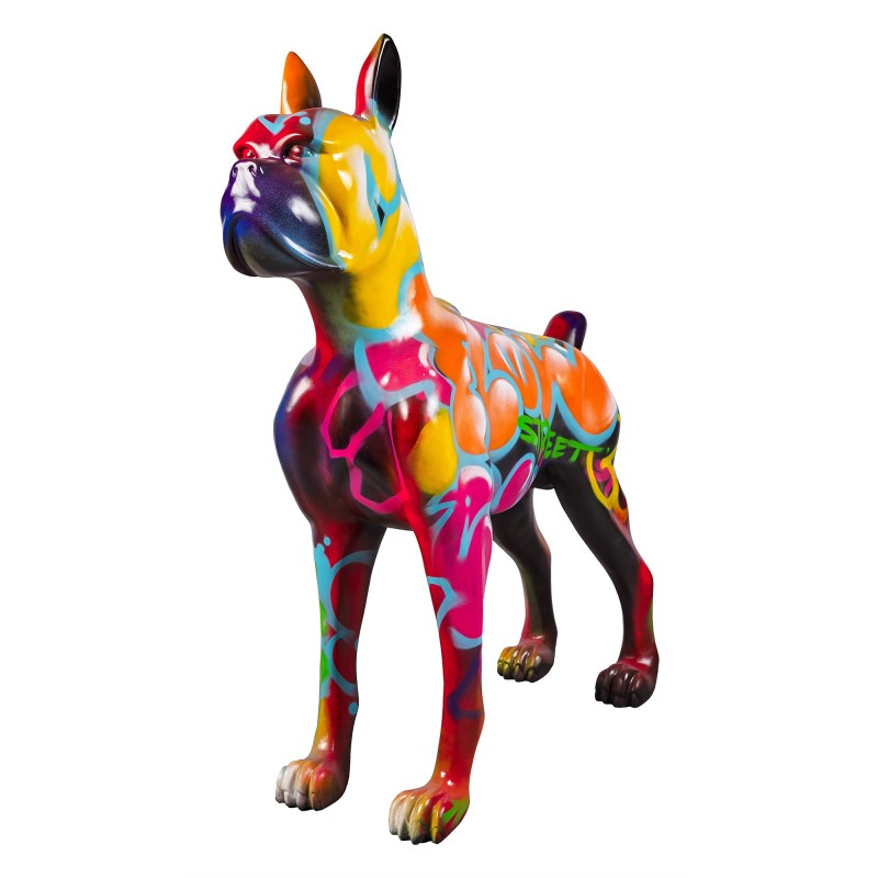 Statua disegno scultura decorativa CHIEN STANDING ART XXL in resina H150 cm (Multicolore) associarsi a Oggetti decorativi con br