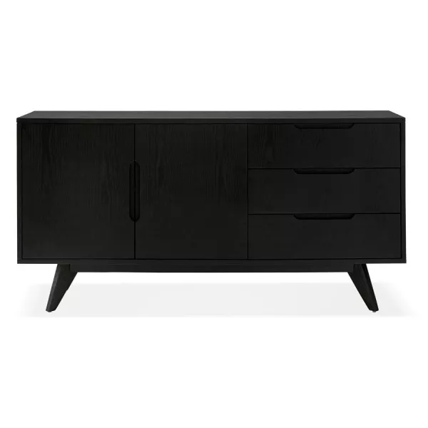 Buffet enfilade diseño 2 puertas 3 cajones de madera MELINA (negro) asociarse con Unidad de almacenamiento tipo buffet con apara