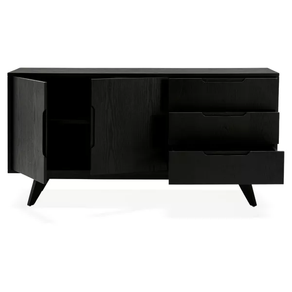 Buffet enfilade diseño 2 puertas 3 cajones de madera MELINA (negro) asociarse con Unidad de almacenamiento tipo buffet con apara