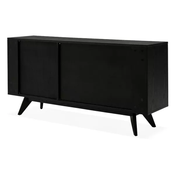 Sideboard 2-Tür-Design 3 Schubladen aus Holz MELINA (schwarz) mit assoziieren Sideboard-Buffet-Aufbewahrungseinheit mit Armlehne