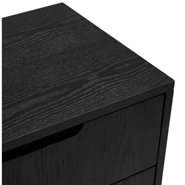 Sideboard 2-Tür-Design 3 Schubladen aus Holz MELINA (schwarz) mit assoziieren Zeitgenössisches Buffet-Sideboard aus Leder