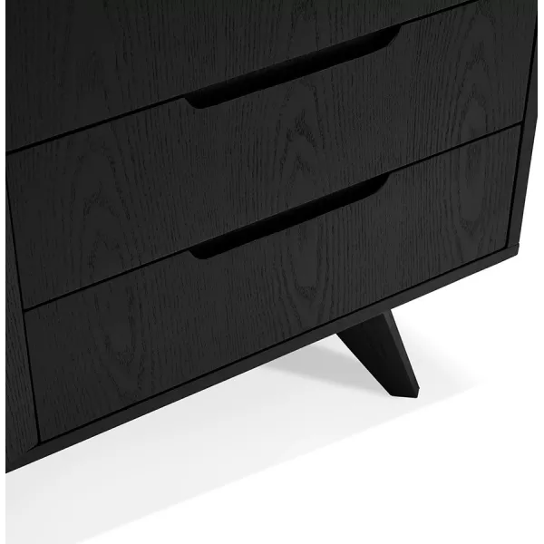 Sideboard 2-Tür-Design 3 Schubladen aus Holz MELINA (schwarz) mit assoziieren Sideboard-Buffet-Aufbewahrungseinheit, gepolstert 