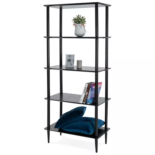 Etagère bibliothèque design style scandinave en chêne ERIKA (noir)