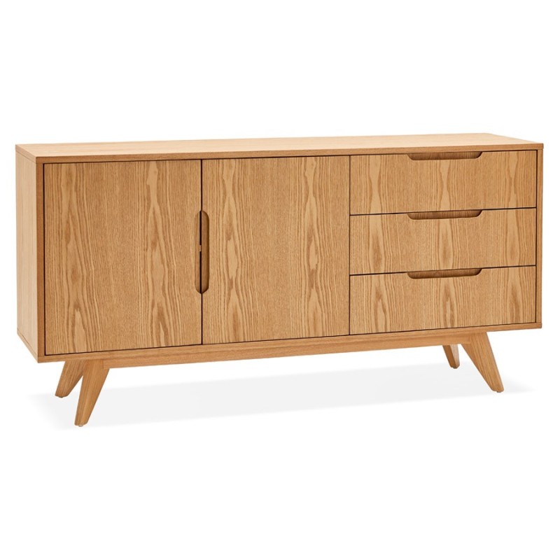 Buffet enfilade design 2 portes 3 tiroirs en bois MELINA (naturel)