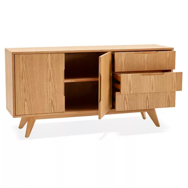 Buffet enfilade design 2 portes 3 tiroirs en bois MELINA (naturel)